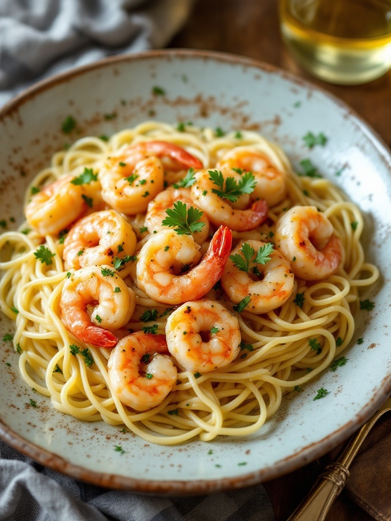 Delicious Olive Garden Chicken Scampi Recipe Plate of Olive Garden chicken scampi with chicken, shrimp, and linguine in creamy sauce, garnished with parsley.